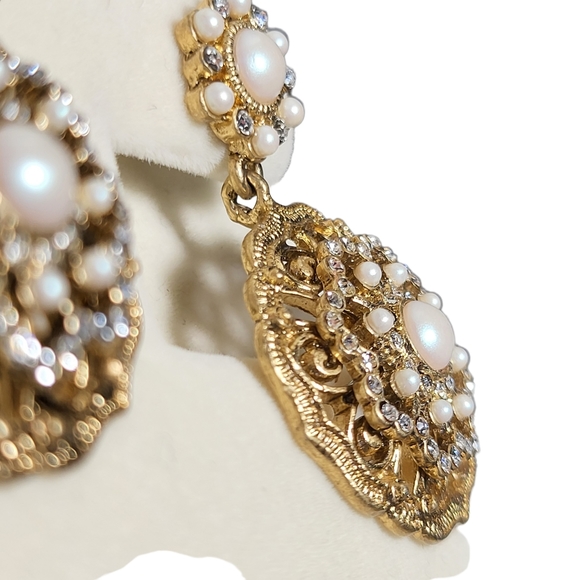 BROOKS BROTHER'S Women's Dangle Drop Statement Wedding Earrings - Picture 3 of 12